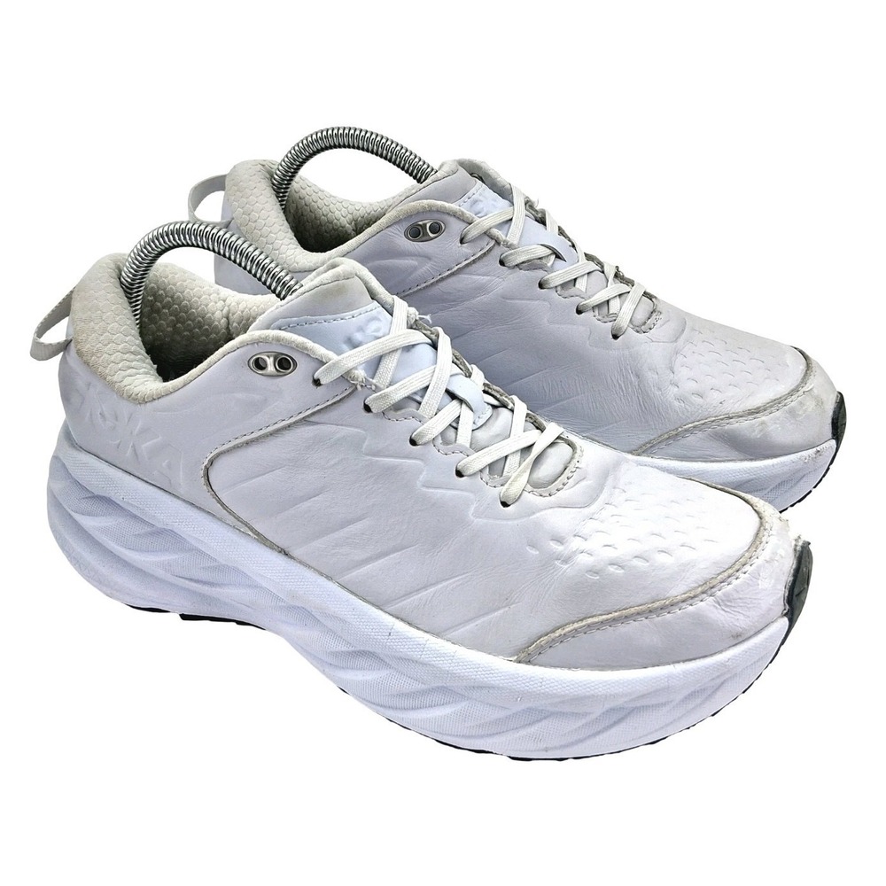 Hoka One One Bondi SR Shoes Womens Size 9 White Leather Work Sneakers Nurse